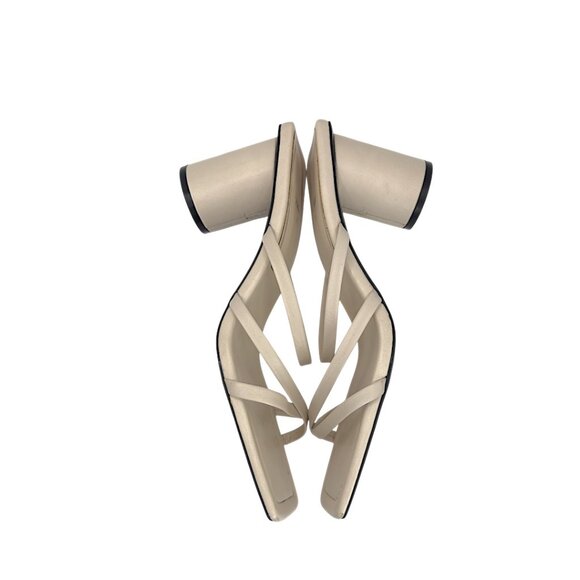 ZARA Y2K Strappy Square Toe Block Heel Sandals Ivory Size 39 (US 8) - Picture 8 of 8